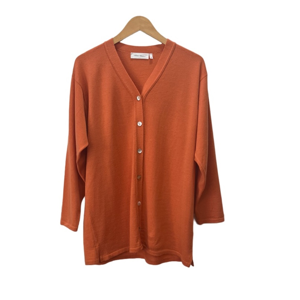 Peter Hahn Orange Wool Woolmark Preppy Cardigan